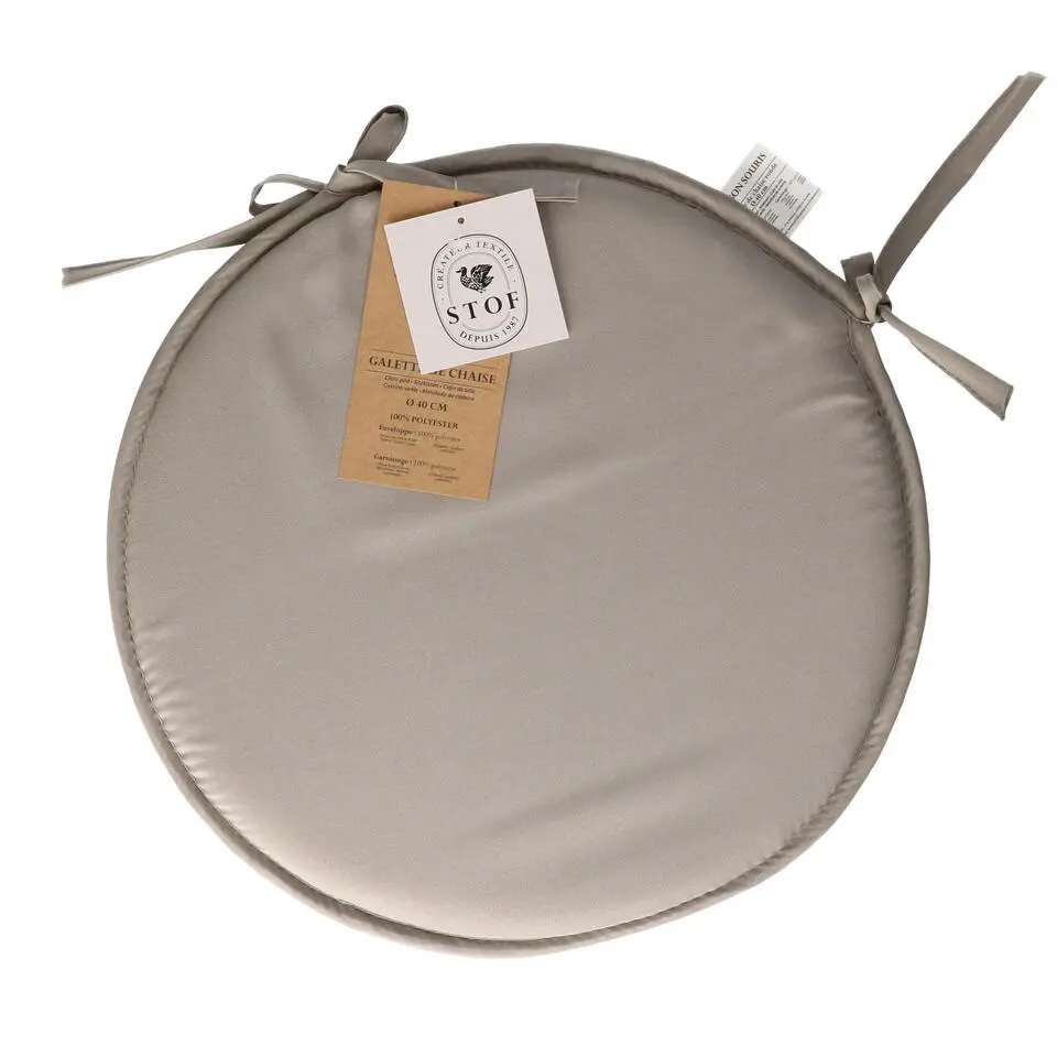 Stof Textile Home stoelkussens - grijs - D40 x H3 cm