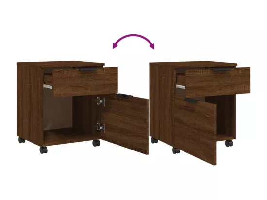Classeur mobile avec roues Chêne marron 45x38x54 cm Bois