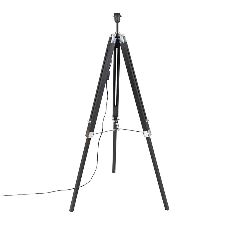 Landelijke vloerlamp zwart zonder kap - Tripod