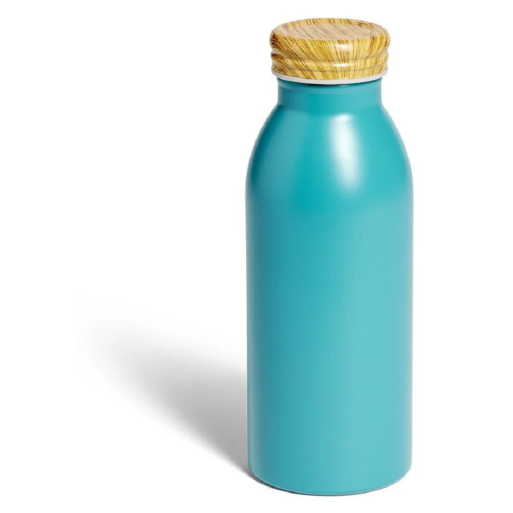 Bouteille isotherme 400ml inox et bois - 4 coloris
