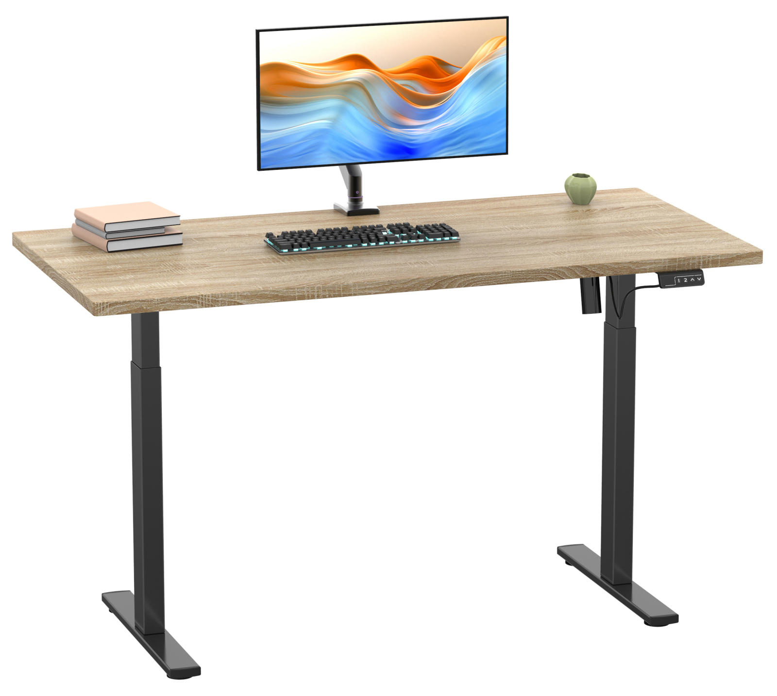 Schreibtisch - Sonoma Eiche-silber - 160 cm - höhenverstellbar