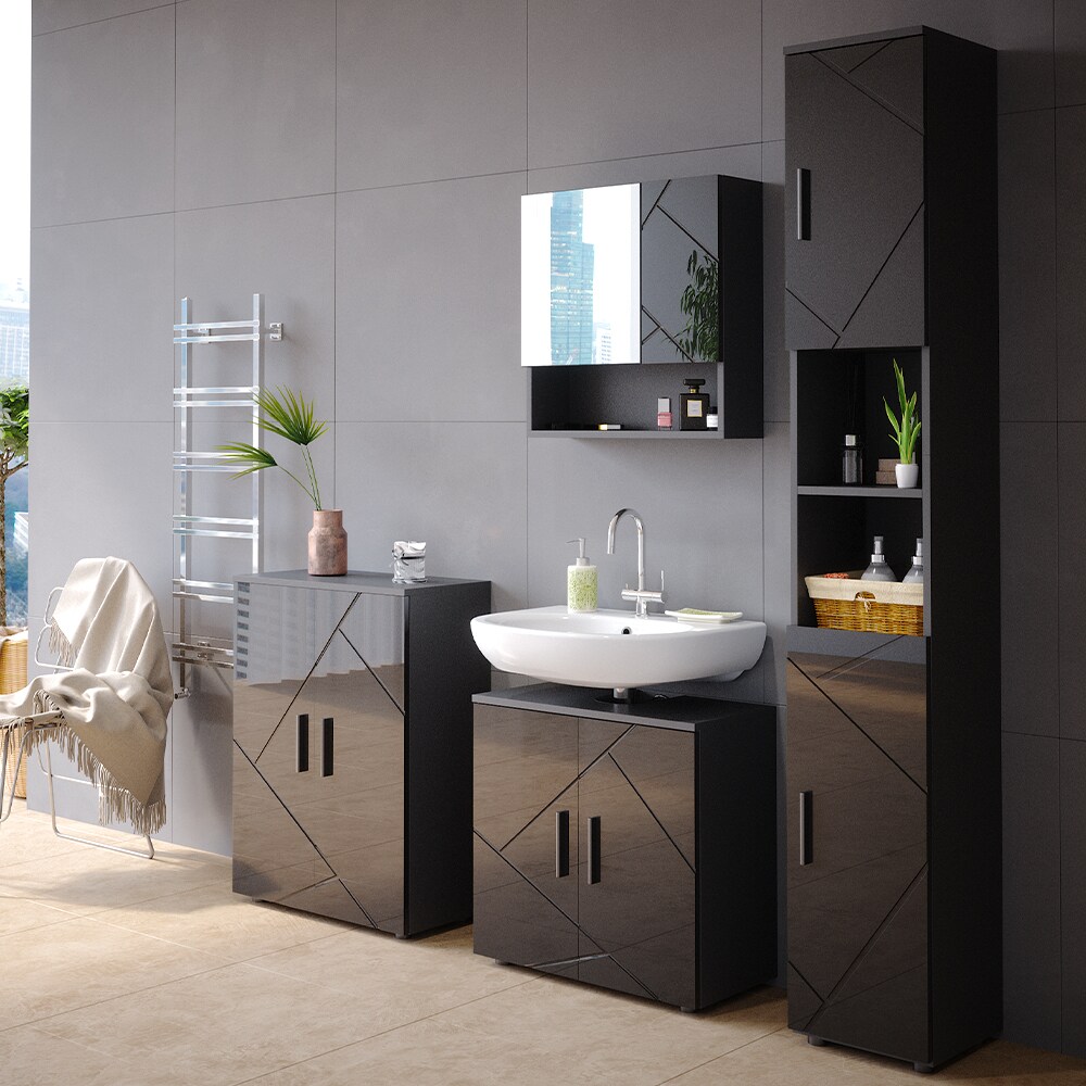 Vicco Badschrank Hochschrank Badezimmerschrank Irma Anthrazit Badregal 6 Fächer
