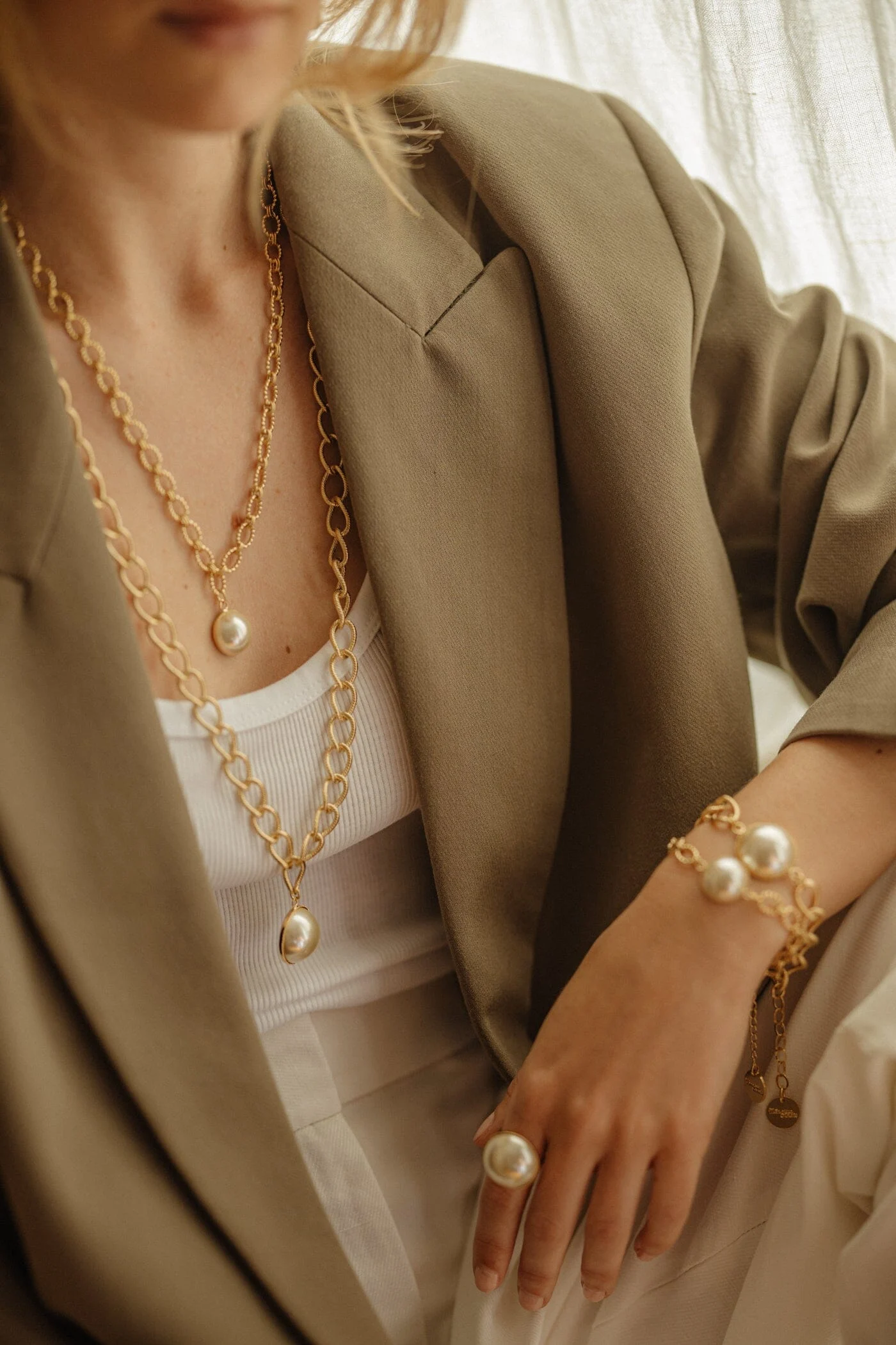 NÉLYA - Maxi bague perle doré à l'or fin | Doré