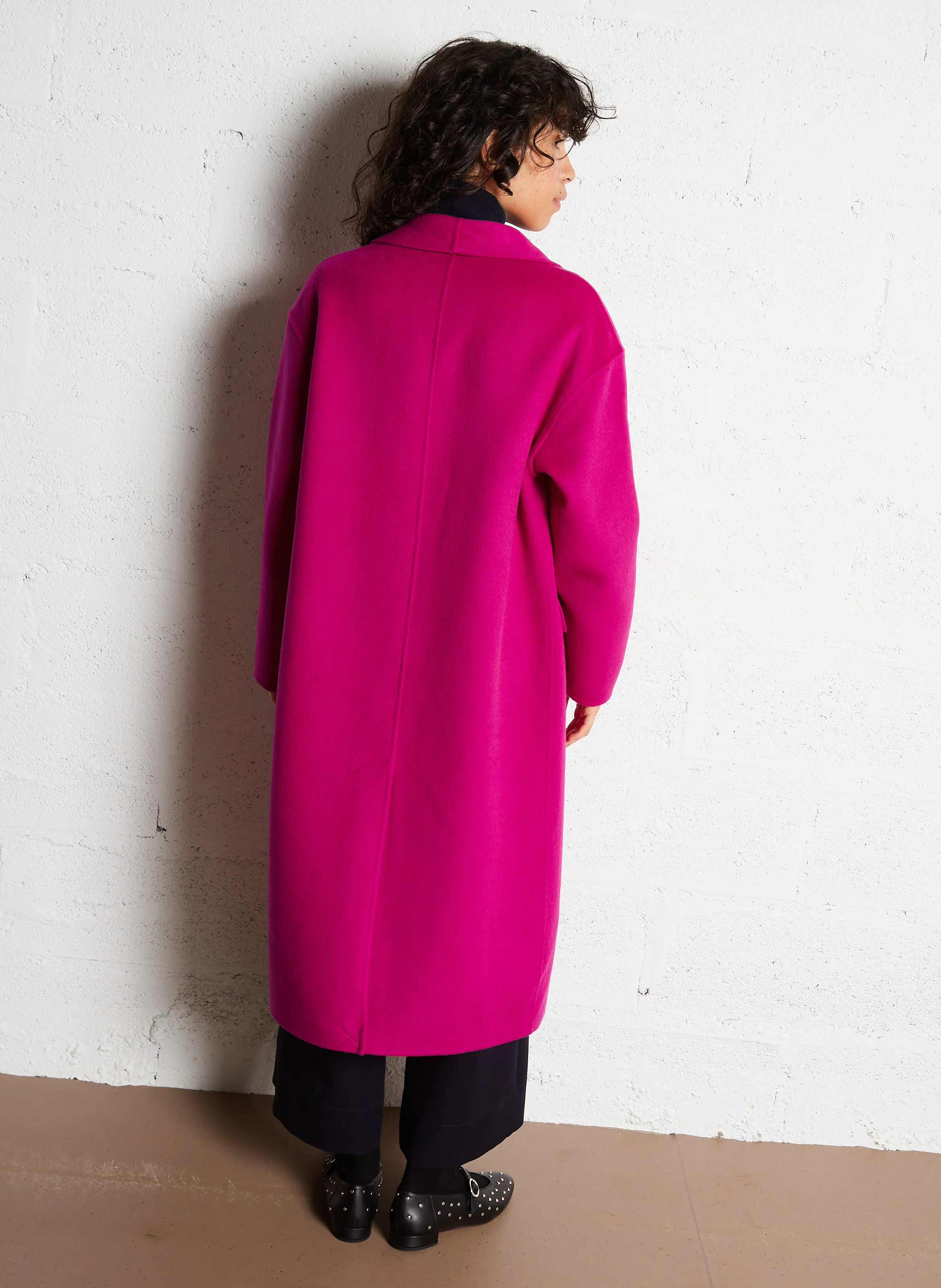 NERON - Manteau long en laine mélangée | Rose
