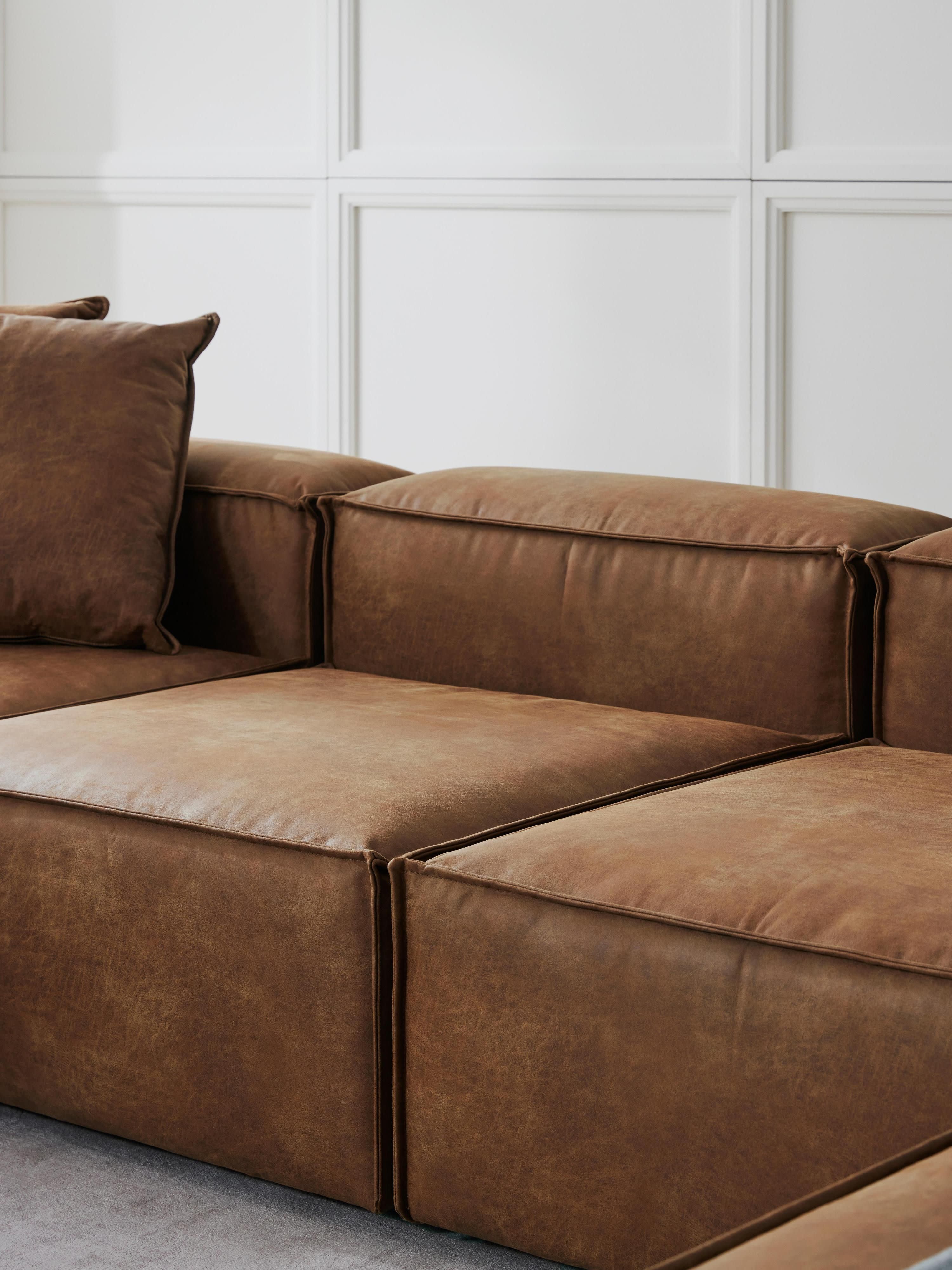 Modulaire U-bank Lennon van gerecycled leer