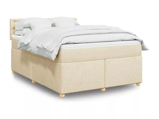 Sommier à lattes de lit avec matelas Crème 160x200 cm Tissu