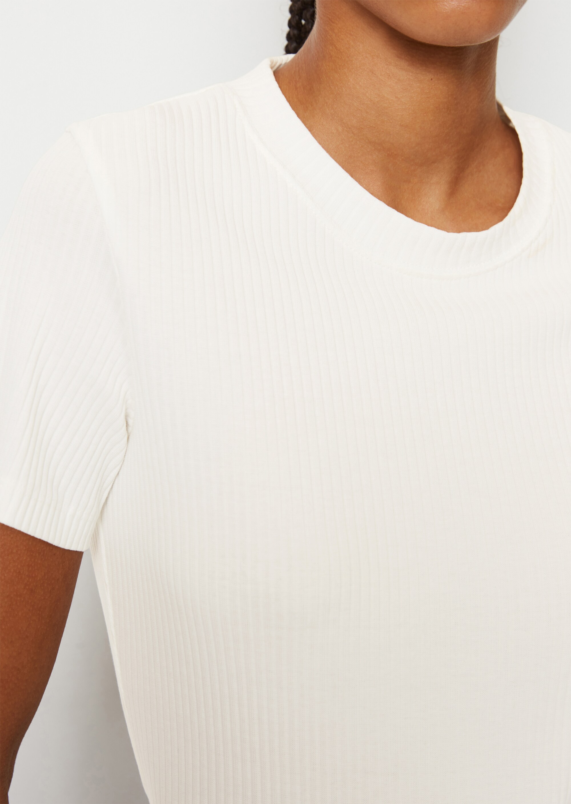 Ripp-Jersey-T-Shirt aus elastischem Bio-Baumwolle-Mix