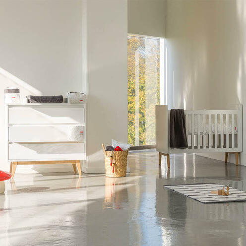 Chambre DUO Lit 120x60 + Commode à langer PURE White - PERICLES