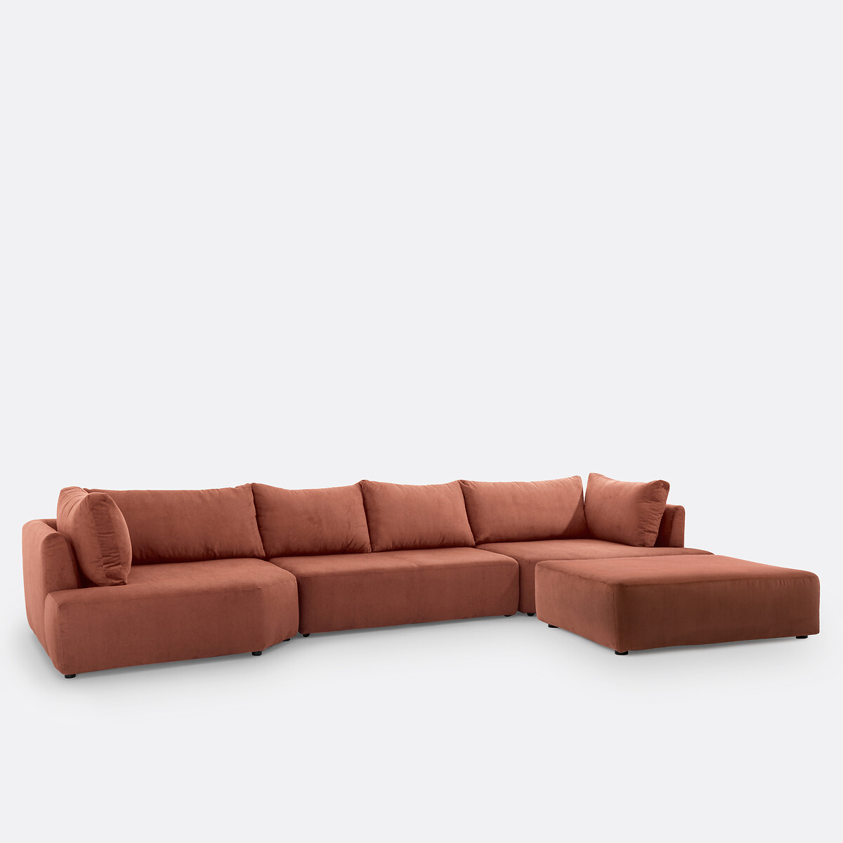 LA REDOUTE INTERIEURS<br>Puff com nervuras de veludo, Monica