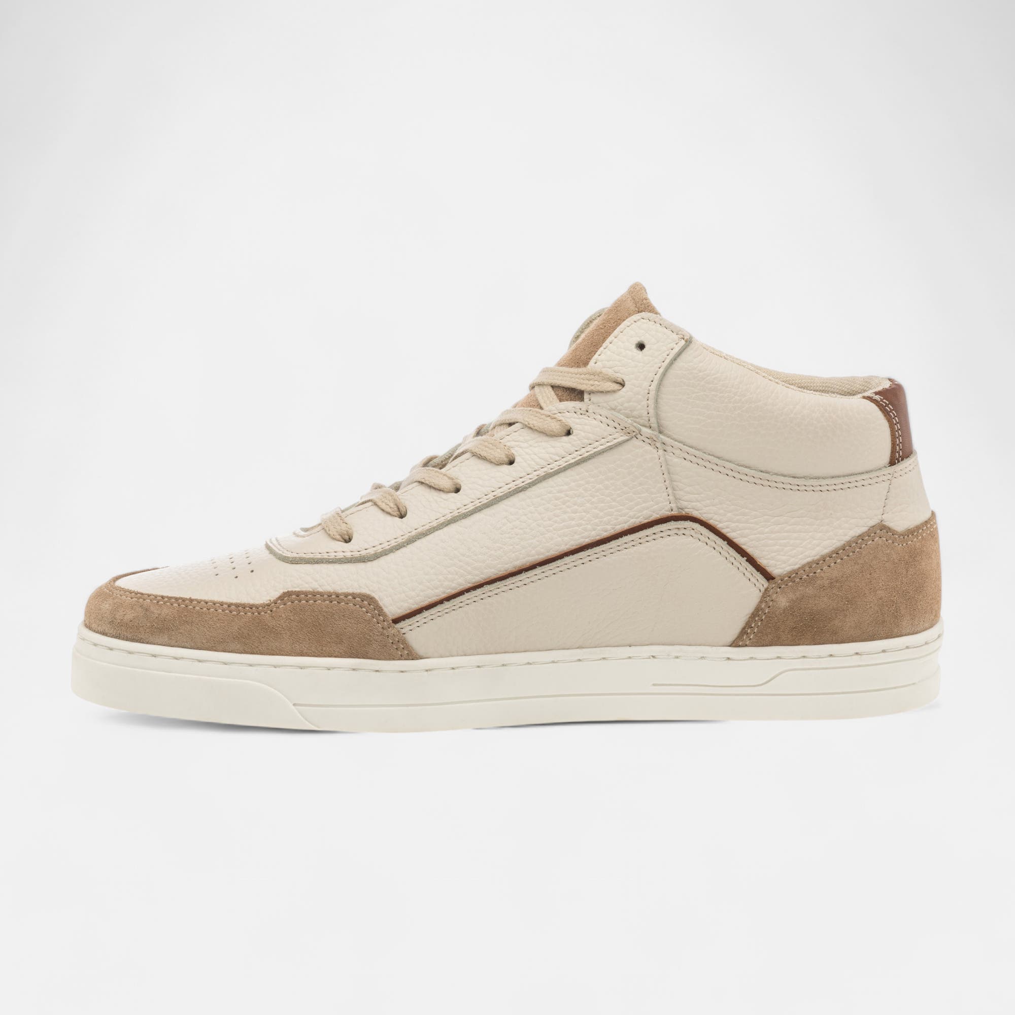 Baskets hautes Homme en cuir beige