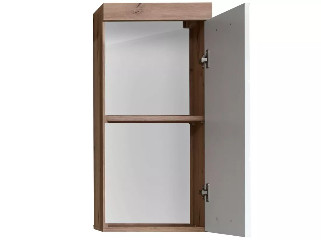 Meuble haut salle de bain mélaminé blanc/chêne brillant. L - H - P : 37 | 77 | 23 cm