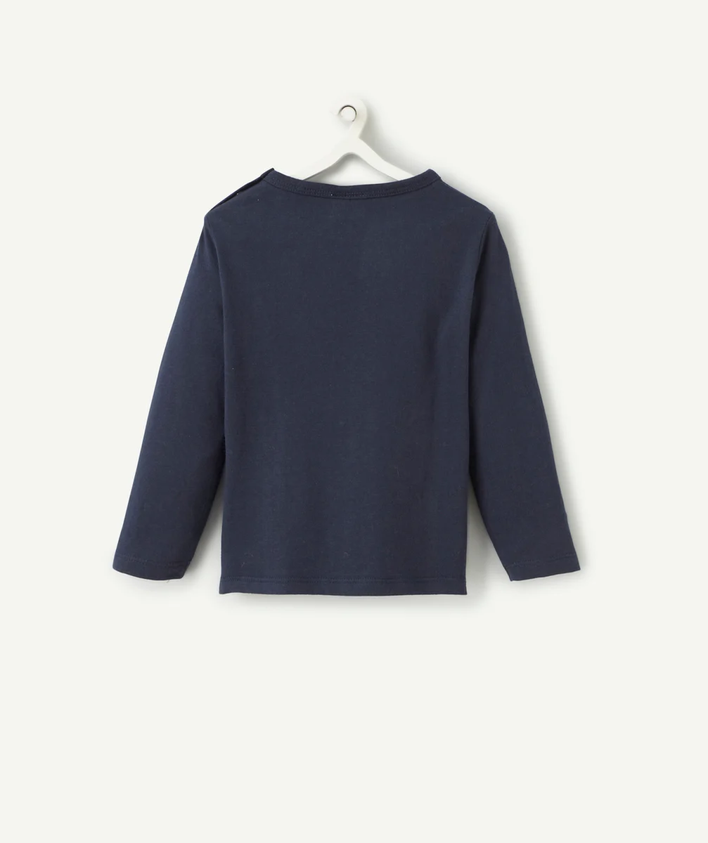 T-SHIRT BÉBÉ GARÇON BLEU MARINE EN COTON BIO ET MESSAGE BLANC