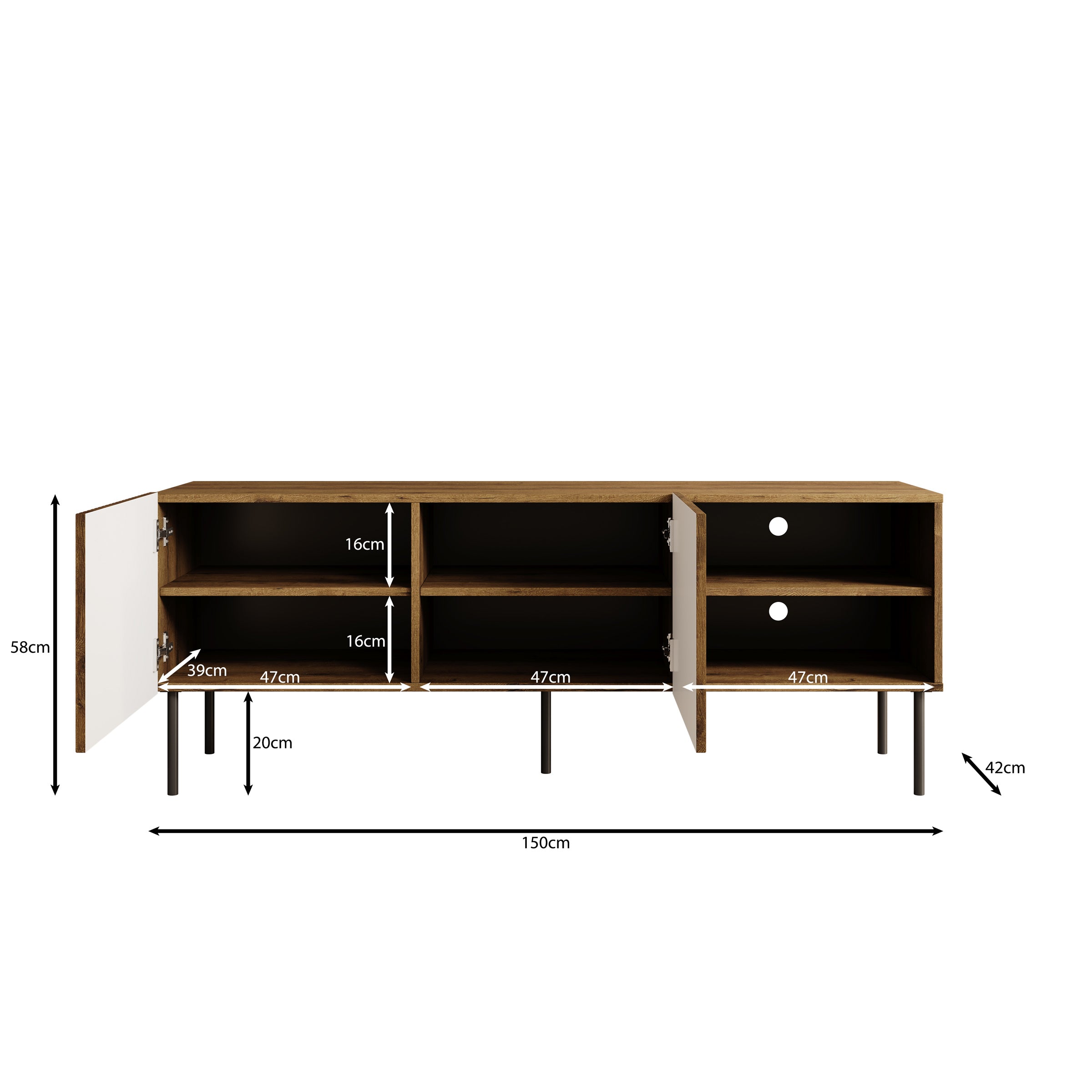 Tartagal - TV-Meubel - Donkerbruin eiken - 150x42x58 cm