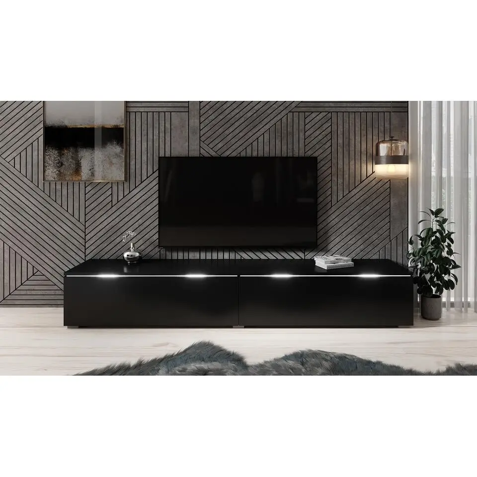 Meubella - TV-Meubel Dixon - Mat Zwart - 180 cm