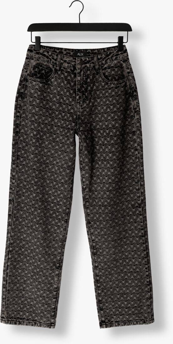ALIX THE LABEL donkergrijze alix the label wide jeans ladies woven fancy denim pants