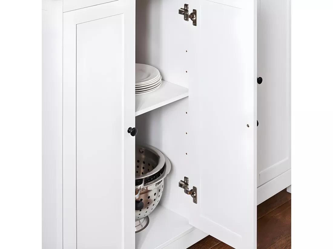SoBuy îlot Central de Cuisine Buffet de Rangement Mange-Debout Placard de Cuisine avec Plans de Travail Rabattable 2 armoires 4 Portes, 102x72x92 cm, Blanc KNL10-WN