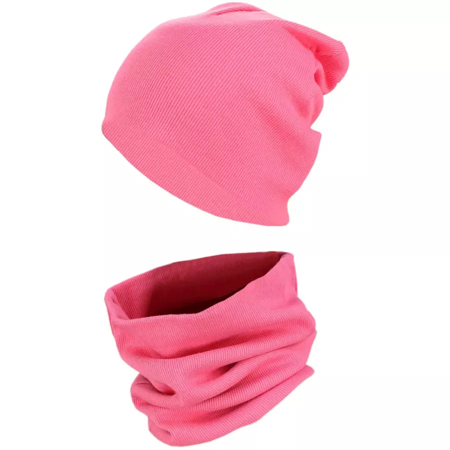 TupTam Unisex Kinder Beanie Mütze Schlauchschal Set rosapink