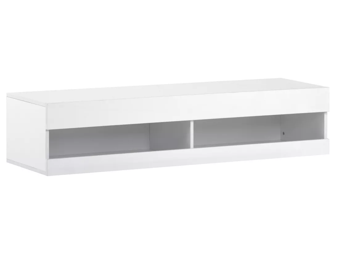 Banc TV suspendu 140 cm avec LED - Blanc