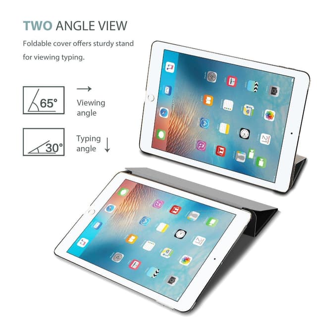 iPad-etui 9,7 tommer iPad 5/6 iPad Air 1/2 Smart Cover-etui Sort