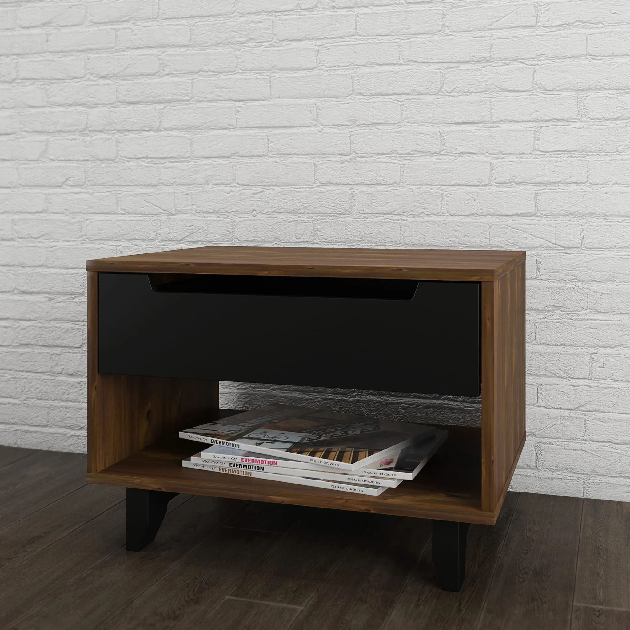 Nexera Table de Nuit Barista - Truffe et Noir