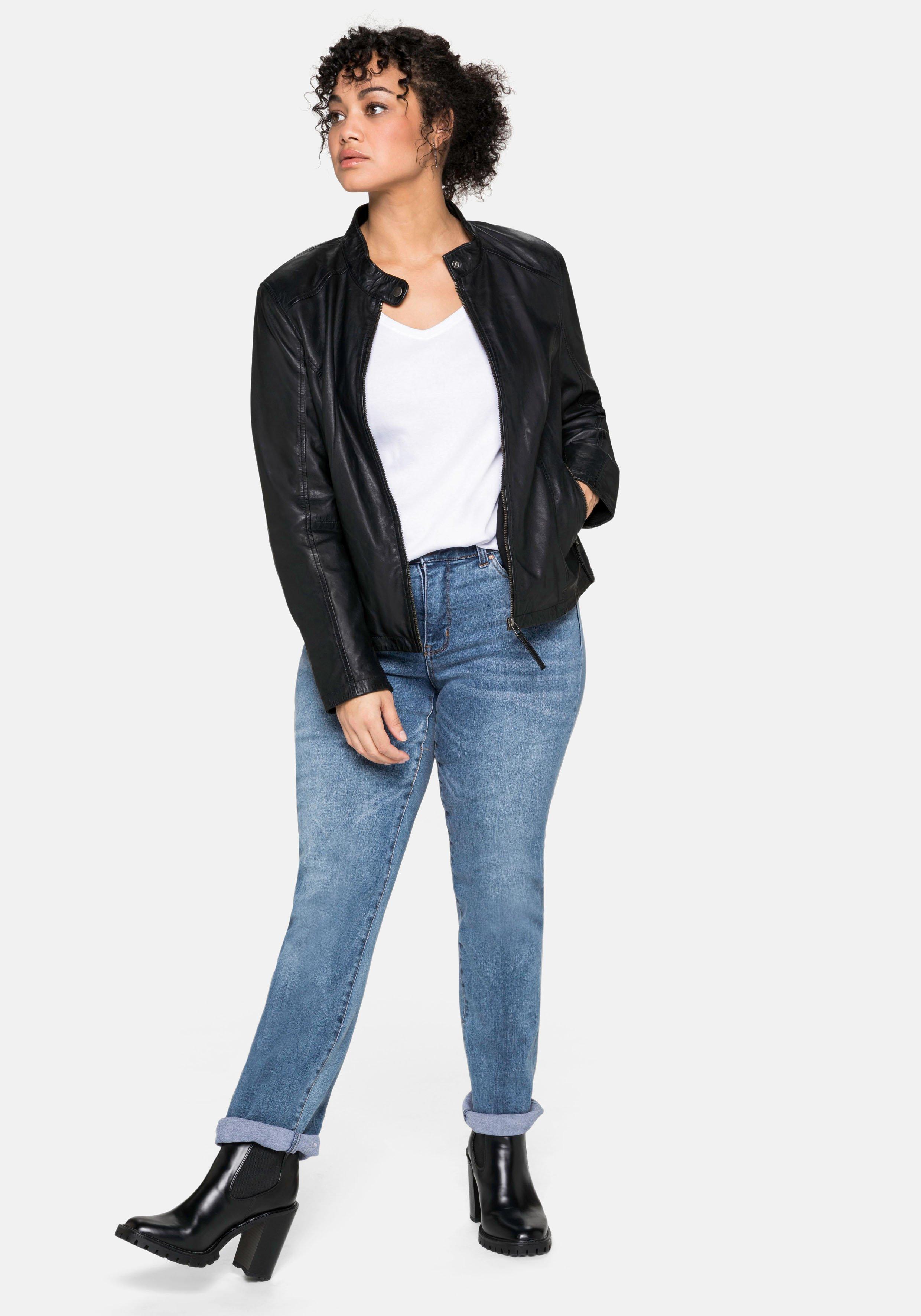 Lederjacke aus Lammnappa, mit Stehkragen