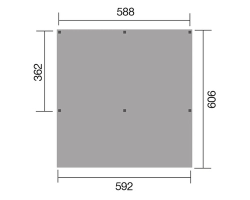 dubbele carport weka Y zonder dakbedekking 588 x 606 cm drukgeïmpregneerd
