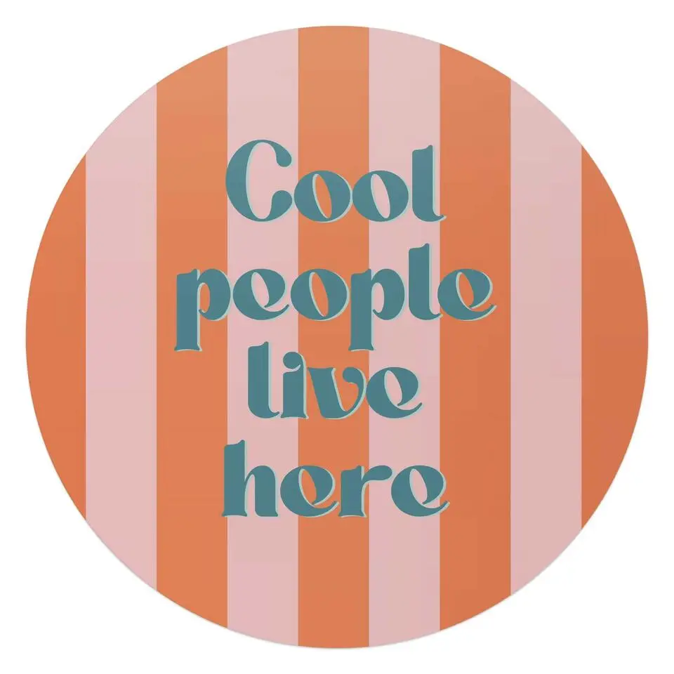 Glasschilderij Coole mensen - Ø 70cm - Oranje