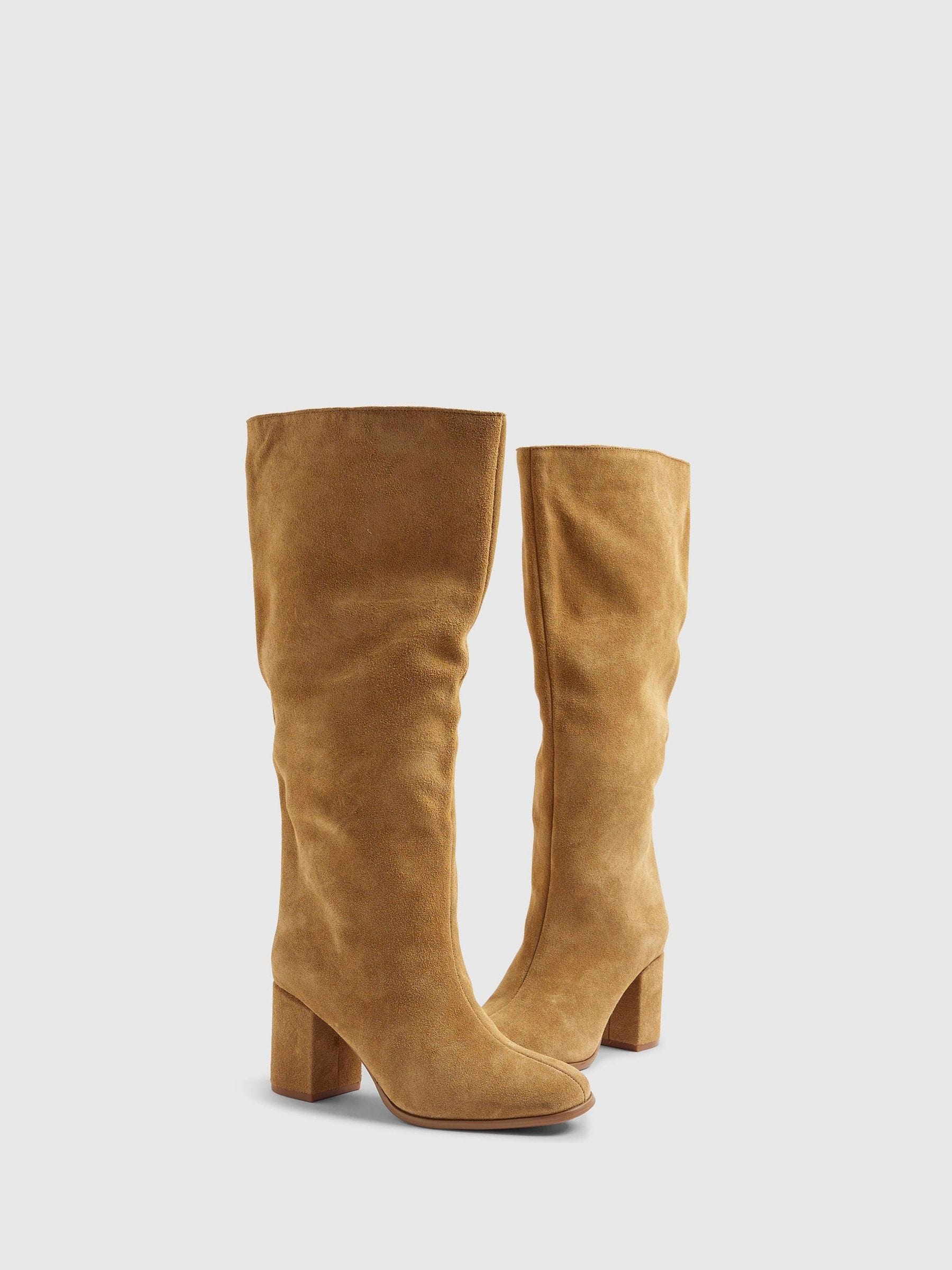 River Island Block Heel High Leg Boots