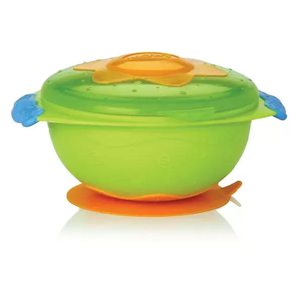 Prato fundo com ventosa Nuby e tampa verde +9 meses