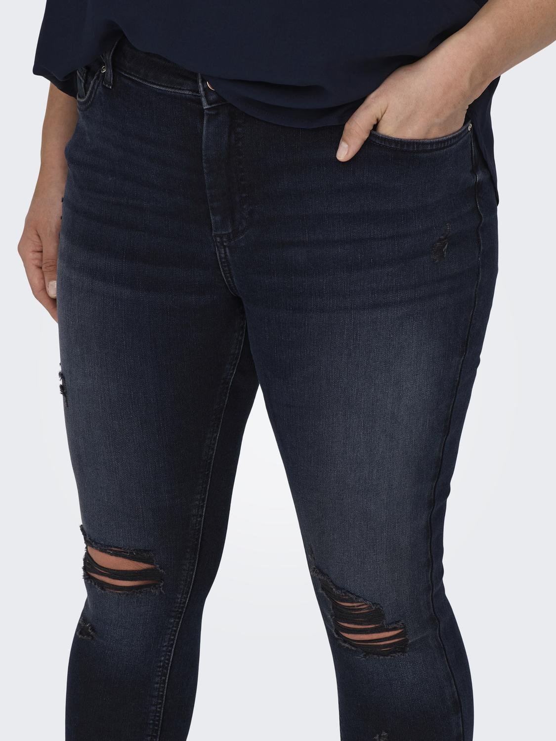 CARWILLY Mittlere Taille Skinny Fit Jeans Blue Black Denim