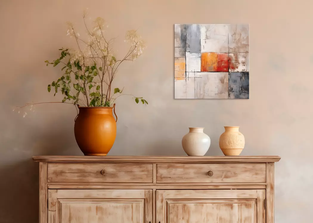 Wandbild 30 x 30 cm Beige, Grey and White IV
