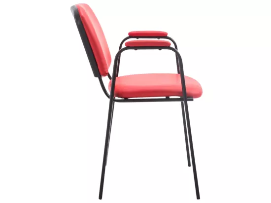 Lot de 4 Chaise de conférence - Similicuir & Métal noir mat - Rouge - Ken Pro