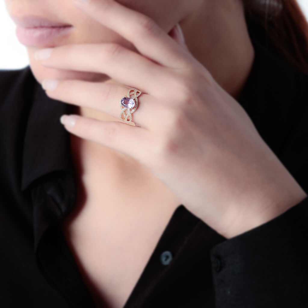 Bague Tina Or Rose Topaze Et Diamant