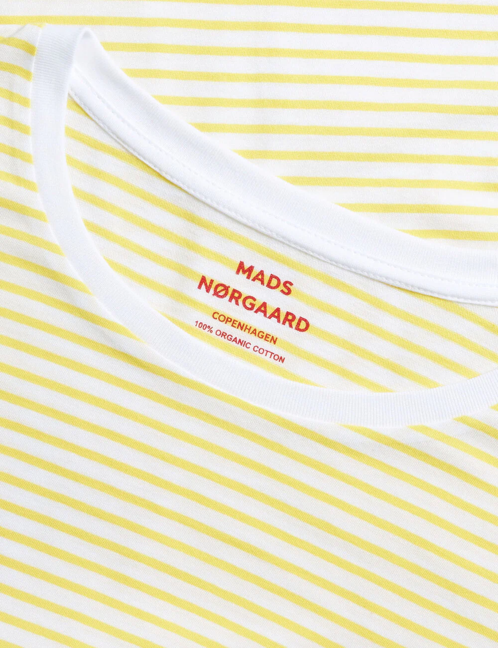 Mads Nørgaard  Organic Jersey Stripe Teasy t-shirt - Brilliant White/Lemon Zest