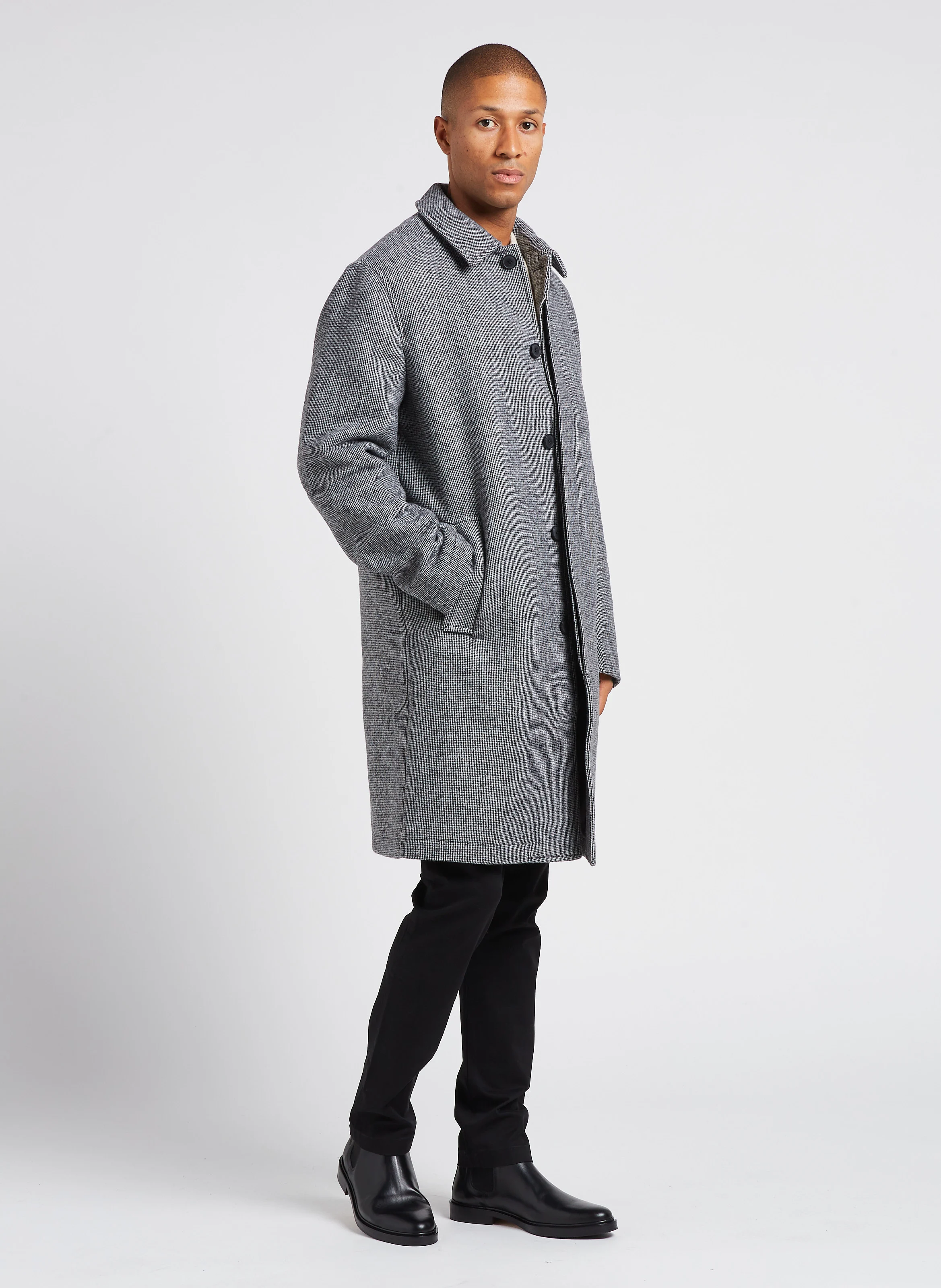 BLANNI - Manteau midi en laine mélangée| Noir