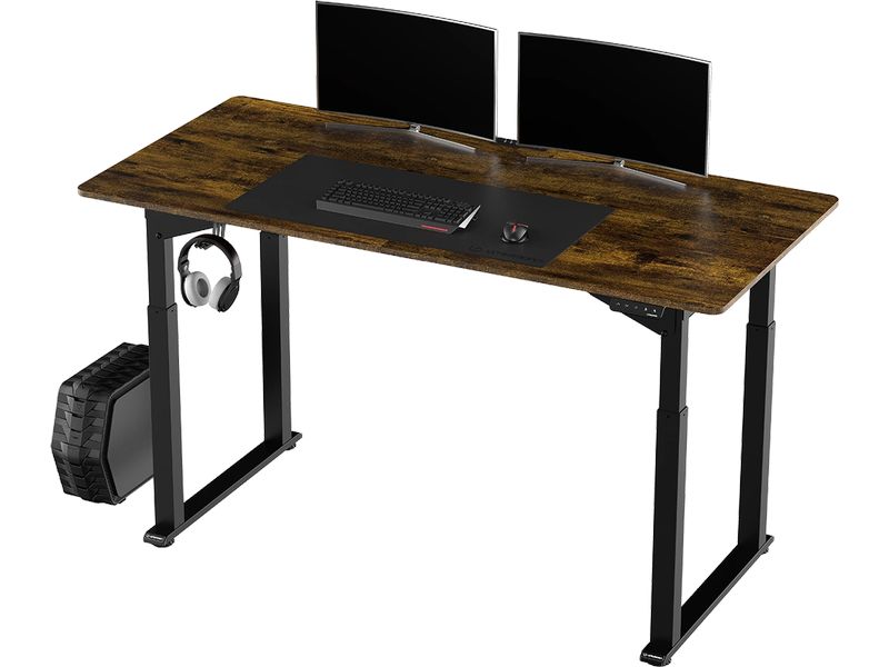 Ultradesk Gaming Tisch Uplift Braun/Schwarz Robuster Gaming-Tisch mit elektrischer und stufenloser Höhenverstellung