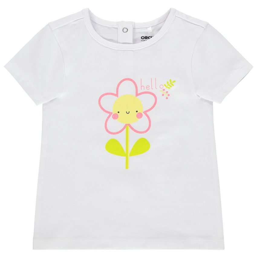 T-shirt manches courtes en coton à motif printé - Blanc