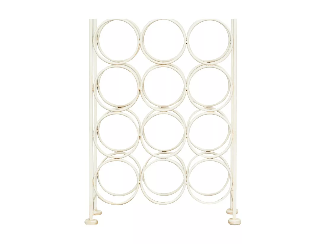 Porte-bouteille Vinique en fer forgé finition blanc antique - 24 bouteilles - 36x16x106 cm