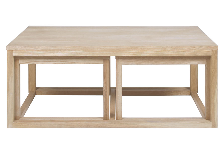 Cornus sofabordsett Hvitoljet eik. 120x60 cm. Sett av tre bord.