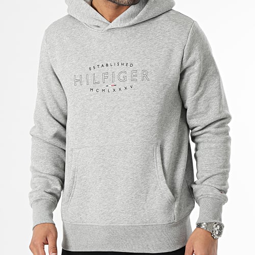 Sweat Capuche Hilfiger Curve Logo 0013 Gris Chiné