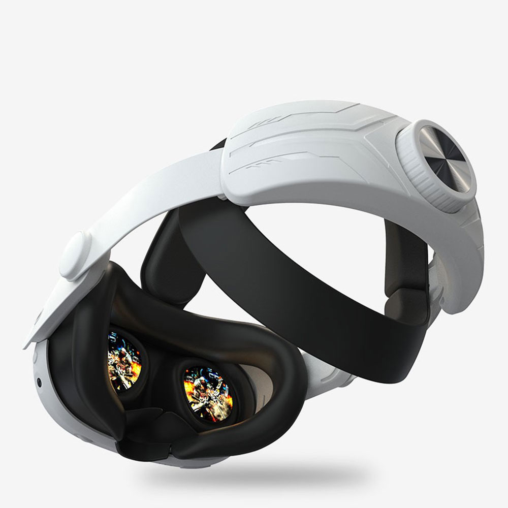 Meta Quest / Oculus Quest 3 Verstellbares Gepolstertes Kopfband Schutzriemen für Druckreduzierung   Tragekomfort (Grössenverstellbar) - Weiss/Schwarz