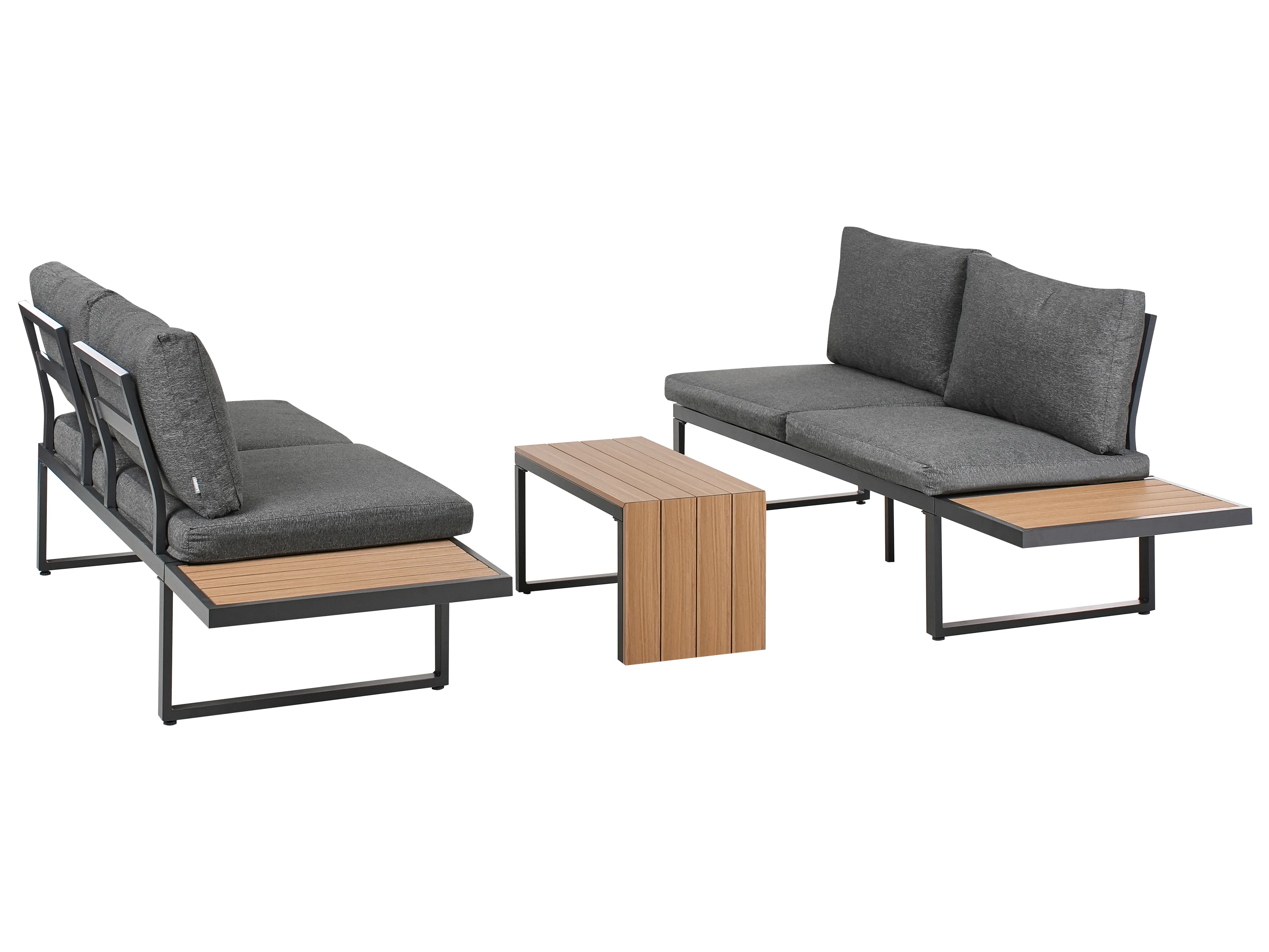 Tuin hoekloungeset met tafel 4-zits PIENZA rechtszijdig Lichtbruin/grijs