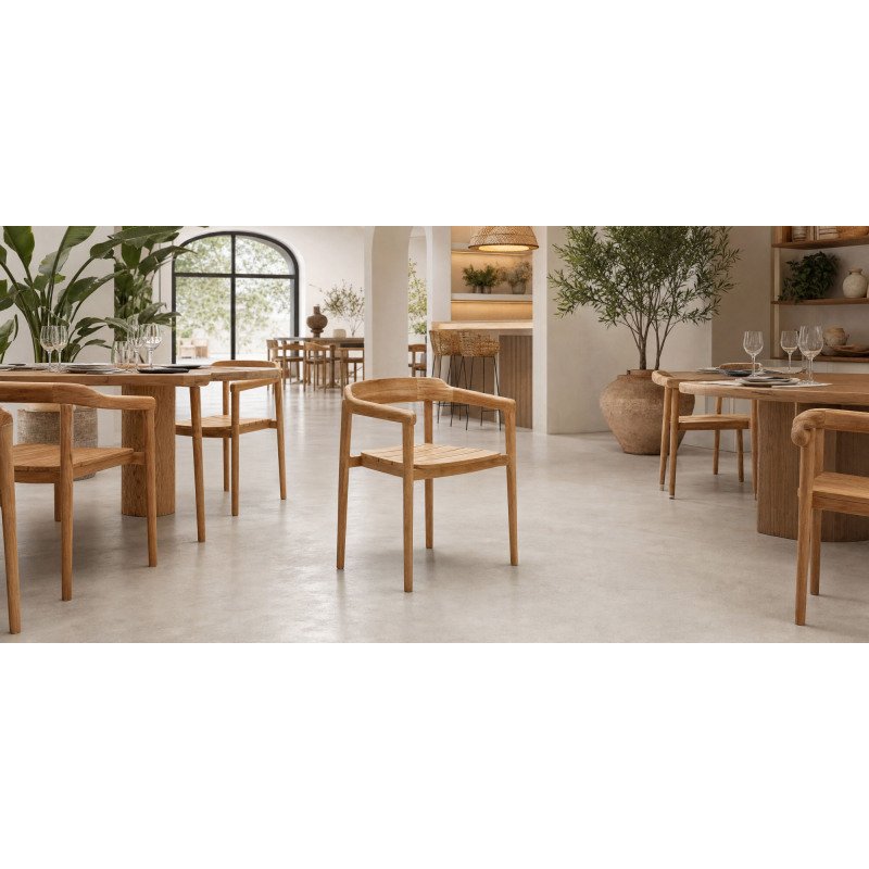 Chaise empilable Icaro en bois de teck, finition naturelle