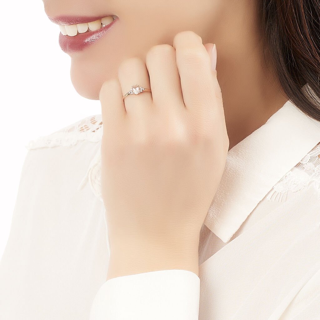 Bague Urbaine Or Rose Morganite Et Oxyde De Zirconium