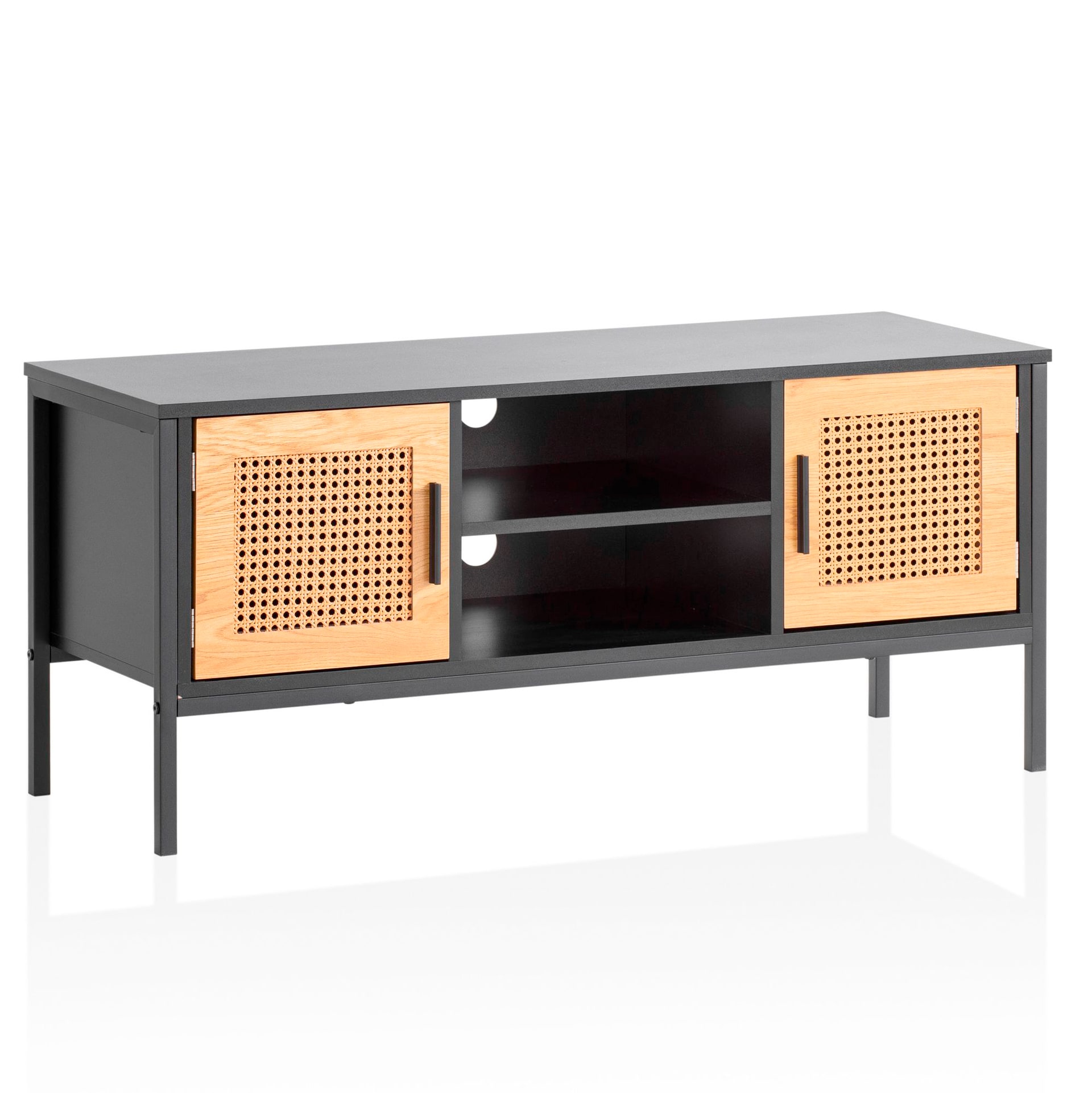 Sideboard 110 x 48 cm Schwarz matt/Braun