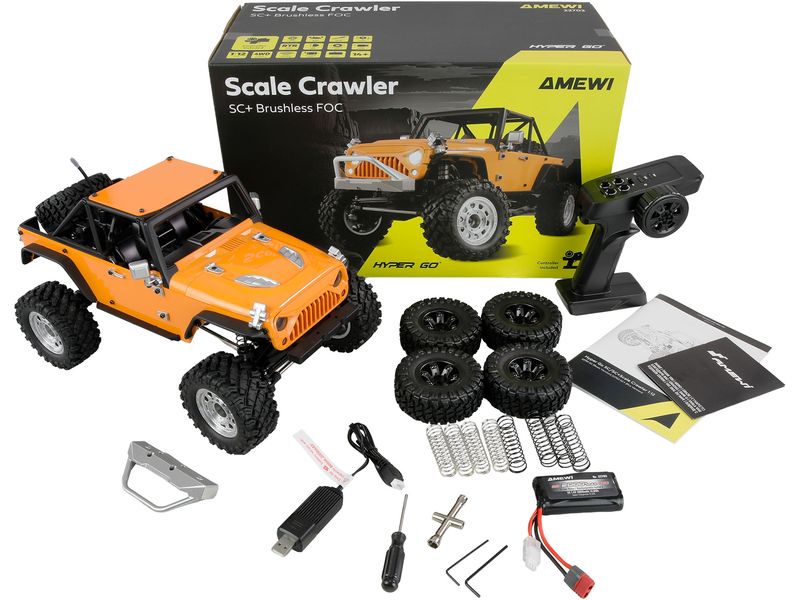 Amewi Scale Crawler Hyper Go SC  1:12 RTR Orange Off-Road RC Model mit Brushless Motor