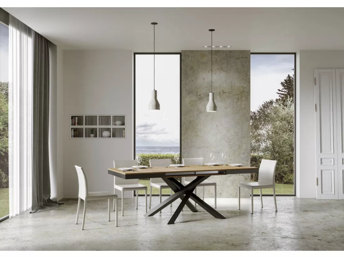Table extensible 90x180/284 cm Volantis Evolution Chêne Nature cadre Anthracite