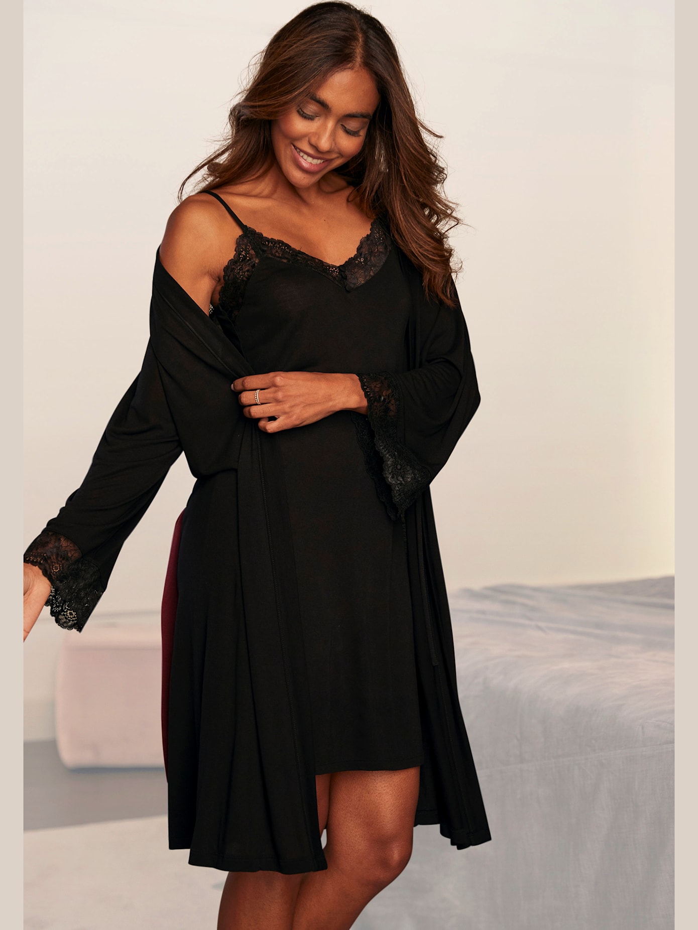 Kimono séduisant avec ceinture à nouer