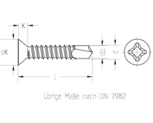 Zelfborende schroef, verzonken kop met kruiskopaandrijving, DIN 7504, 5,5 x 32 mm, verzinkt, 500 stuks