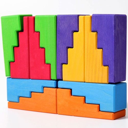 Grimm's stapelblokken trap - 12st - regenboog